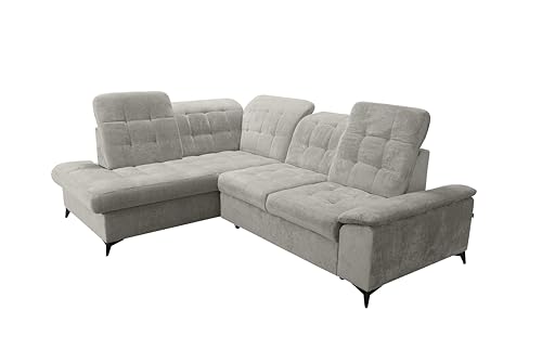 Robin Inspire Ecksofa Mit Schlaffunktion Bettkasten L Form Sofa Eckcouch Schlafcouch Freistehend Verstellbare Sitztiefe Rückenhöhe Neo 268 x 210 x 90 cm Links Warmgrau von Robin Inspire