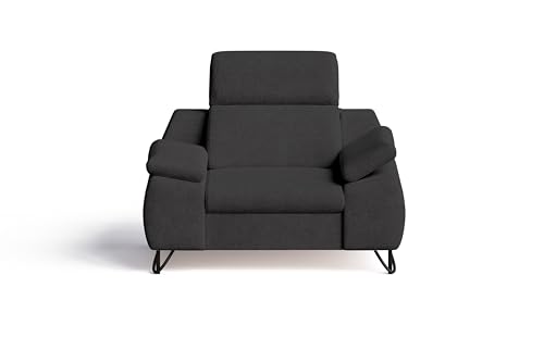 Robin Inspire Sessel Wohnzimmer 120 x 97 x 90 cm Relaxsessel Fernsehsessel mit Kopfstützen Armlehnen Chenille Stoff Leinenoptik Graphit Anthrazit Iverto von Robin Inspire