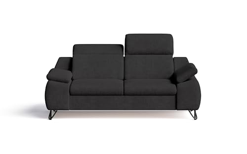 Robin Inspire Sofa 2-Sitzer Couch 200 x 97 x 90 cm mit Kopfstützen Armlehnen Chenille Stoff Leinenoptik Graphit Anthrazit Iverto von Robin Inspire