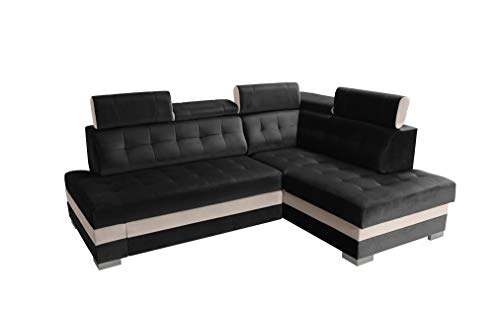 Robin Paris Ecksofa mit Schlaffunktion Bettkasten 5 Verstellbare Kopfstützen Sofa L-Form Schlafsofa Freistehende Eckcouch Schlafcouch Wohnzimmermöbel Wohnlandschaft Rechts Schwarz Creme Robin Paris Ecksofa mit Schlaffunktion Bettkasten 5 Verstellbare Kopfstützen Sofa L-Form Schlafsofa Freistehende Eckcouch Schlafcouch Wohnzimmermöbel Wohnlandschaft Rechts Schwarz Creme von Robin Inspire