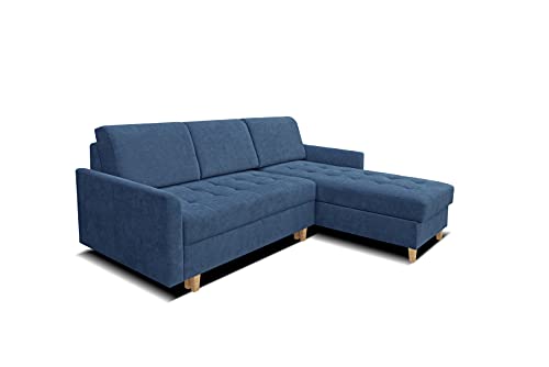 Robin Simi Ecksofa mit Schlaffunktion Bettkasten Verstellbare Rücklehne Sofa L-Form Schlafsofa Freistehende Eckcouch Schlafcouch Wohnzimmermöbel Wohnlandschaft Ecksofa Rechts Aston 26 - Marineblau von Robin Inspire