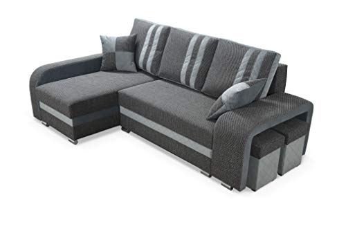 Robin York Ecksofa mit Schlaffunktion 2X Bettkasten 2X Kleine Kissen 2X Hocker Sofa L-Form Schlafsofa Freistehende Eckcouch Schlafcouch Wohnzimmermöbel Wohnlandschaft Grau Robin York Ecksofa mit Schlaffunktion 2X Bettkasten 2X Kleine Kissen 2X Hocker Sofa L-Form Schlafsofa Freistehende Eckcouch Schlafcouch Wohnzimmermöbel Wohnlandschaft Grau von Robin Inspire