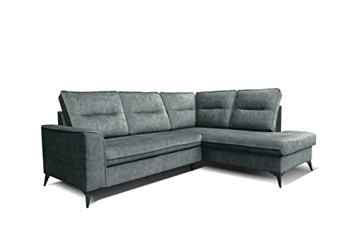 Robin Camel Ecksofa mit Schlaffunktion Bettkasten 5 Abnehmbare Rückenkissen Sofa L-Form Schlafsofa Freistehende Eckcouch Schlafcouch Wohnzimmermöbel Wohnlandschaft Grau Rechts von Robin