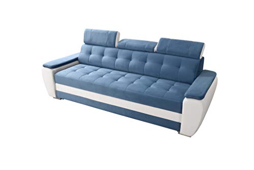 Robin Diana Sofa mit Schlaffunktion ohne Bettkasten 3 Verstellbare Kopfstützen Wohnzimmer-Sofa Schlafsofa Freistehende Couch Schlafcouch Wohnzimmermöbel von Robin