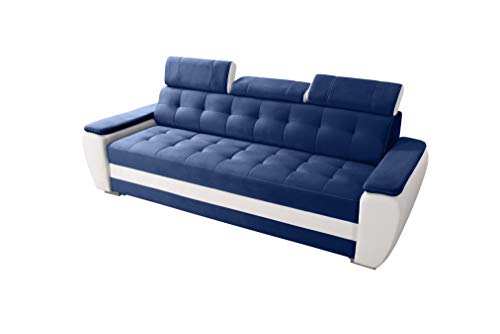 Robin Diana Sofa mit Schlaffunktion ohne Bettkasten 3 Verstellbare Kopfstützen Wohnzimmer-Sofa Schlafsofa Freistehende Couch Schlafcouch Wohnzimmermöbel von Robin