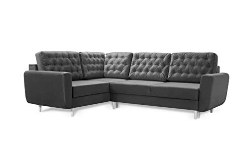 Robin Linda Ecksofa mit Schlaffunktion 2X Bettkasten Kissen Sofa L-Form Schlafsofa Freistehende Eckcouch Schlafcouch Wohnzimmermöbel Wohnlandschaft Anthracite von Robin