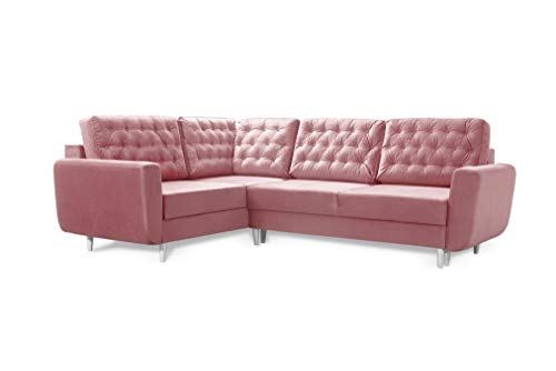 Robin Linda Ecksofa mit Schlaffunktion 2X Bettkasten Kissen Sofa L-Form Schlafsofa Freistehende Eckcouch Schlafcouch Wohnzimmermöbel Wohnlandschaft Flamingo von Robin Inspire