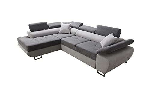 Robin Saturn Premium Ecksofa Schlaffunktion Bettkasten Verstellbare Kopfstützen Kissen Sofa L-Form Schlafsofa Freistehende Eckcouch Schlafcouch Wohnzimmermöbel Wohnlandschaft Links Silber Anthracite Robin Saturn Premium Ecksofa Schlaffunktion Bettkasten Verstellbare Kopfstützen Kissen Sofa L-Form Schlafsofa Freistehende Eckcouch Schlafcouch Wohnzimmermöbel Wohnlandschaft Links Silber Anthracite von Robin