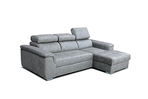 Robin Silver Ecksofa mit Schlaffunktion Bettkasten 3 Verstellbare Kopfstützen Sofa L-Form Schlafsofa Freistehende Eckcouch Schlafcouch Wohnzimmermöbel Wohnlandschaft Rechts Dunkles Beige von Robin Inspire