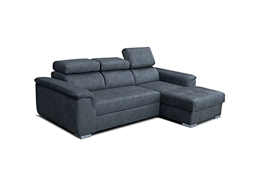 Robin Silver Ecksofa mit Schlaffunktion Bettkasten 3 Verstellbare Kopfstützen Sofa L-Form Schlafsofa Freistehende Eckcouch Schlafcouch Wohnzimmermöbel Wohnlandschaft Rechts Grau von Robin Inspire