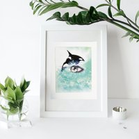 Orca & Waves Eye Of The Ocean Kunstdruck Mit Einem Passenden Bonus Grußkarte Juwelen Aus Der Collection 8 X 10 von RobinKraftDesign