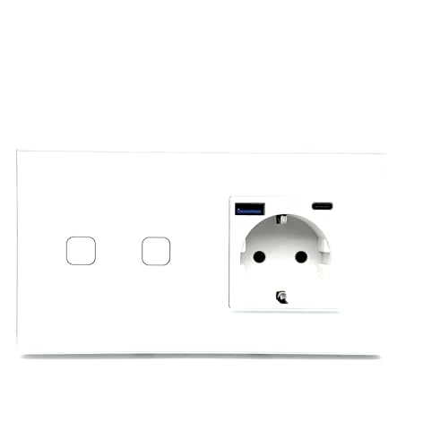 Robito - Doppel-Touchschalter-Panel | Steckdose mit USB und USB-C | kompatibel mit SmartHome und Tuya | Modernes und minimalistisches Design, weiß, Kunststoff von Robito