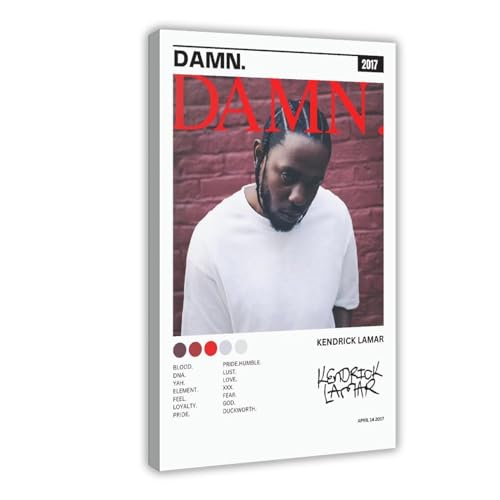 Robnik Kendrick Lamar Poster Damn Leinwanddruck Album Cover Moderne Wandkunst für Wohnzimmer Schlafzimmer Deko Teenager Geschenke Gerahmt 30x45cm von Robnik
