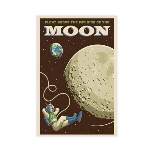 Robnik Vintage-Reiseposter The Far Side Of The Moon Leinwand Poster Wandkunst Dekor Druck Bild Gemälde für Wohnzimmer Schlafzimmer Dekoration ungerahmt 40 x 60 cm von Robnik