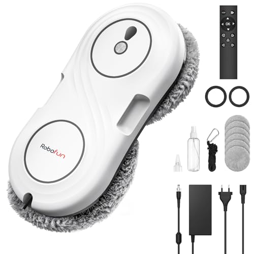 Robofun Mini Fensterputzroboter mit Turbinenmotor, 7000Pa Fensterroboter, Doppelhelix-Reinigung, 63 MM ultradünn, Randerkennung, 3 Reinigungsmodi, Fensterreiniger elektrisch für alle Fenstertypen von Robofun