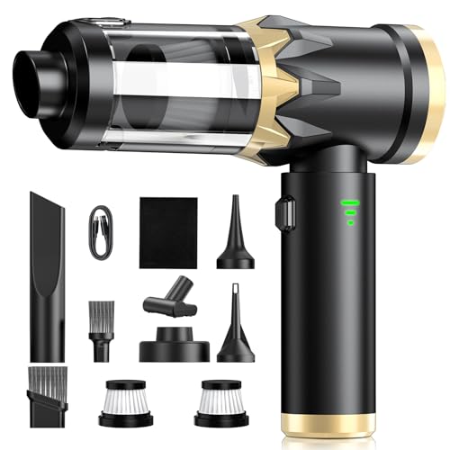 Robofun 4 IN 1 Handstaubsauger akku,25000Pa Auto Staubsauger stark,105000 U/min, Bürstenloser Motor, Staubentfernung per Knopfdruck, Handstaubsauger kabellos für Auto, Büro, Sofa, Tierhaare von Robofun