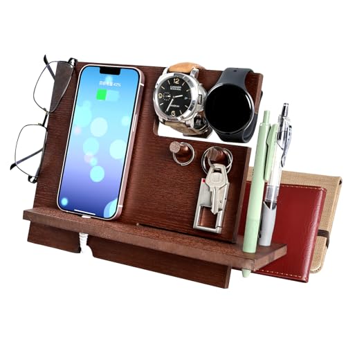 Geschenke für Männer,Vatertagsgeschenk für Papa Nachttisch Organizer Männer Geschenke für Papa Geschenk Vatertag Holz Telefon Dockingstation Geburtstagsgeschenk für Männer Vatertag Geschenk Ehemann von Robomanor