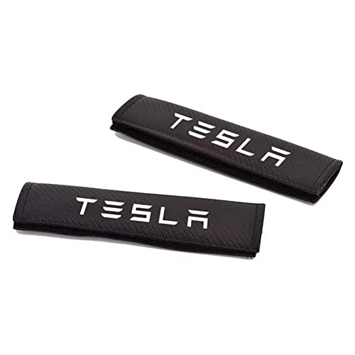 2 StüCk Auto Sicherheitsgurt Schulterpolster,FüR Tesla Kohlefaser Weiche SchüTzt Nackenbequem Schulter Gurtschutz Autoinnenausstattung Styling ZubehöR von Roboraty