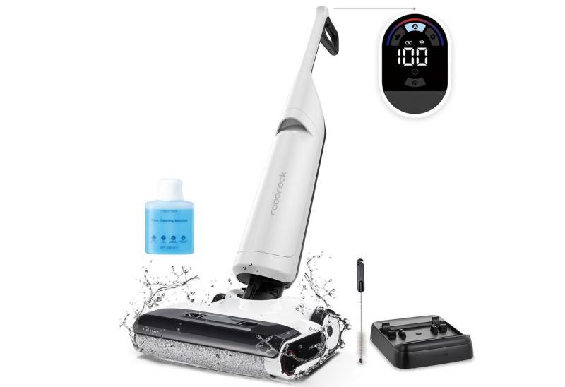 Roborock Nass-Trocken-Akkusauger Flexi Lite Selbstreinigung, FlatReach™-Design mit 180° Liegeposition, 150,00 W, 15 cm Höhe, 17.000 Pa starke Saugleistung, DirTect™-intelligente Anpassung, 50°C Lufttrocknung, 40 Minuten Akkulaufzeit, nur 4 kg von Roborock