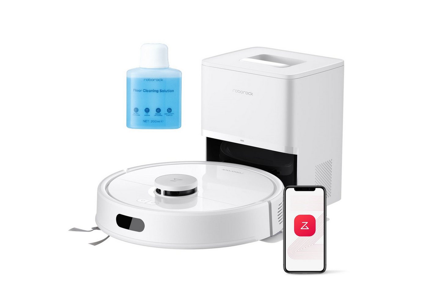 Roborock Saugroboter Q7 BF+, Upgrade von Q7 max+/Q5 MAX+/Q5 Pro+, 40 W, 8000 Pa, Dual Anti-Tangle-System, 3 Wasserdurchflussstufen, PreciSense® LiDAR-Navigation, Dual Anti-Tangle-System, 3 Wasserdurchflussstufen, 8000 Pa von Roborock