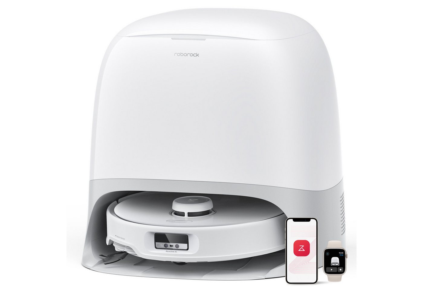 Roborock Saugroboter Qrevo Curv S5X Dual Anti-Tangle-System,Intelligente Schmutzerkennung, mit Wischfunktion&Hebarem Wischmopp, 18.500Pa, 75℃ Heißwasser-Moppwäsche,AdaptiLift™ Chassis von Roborock
