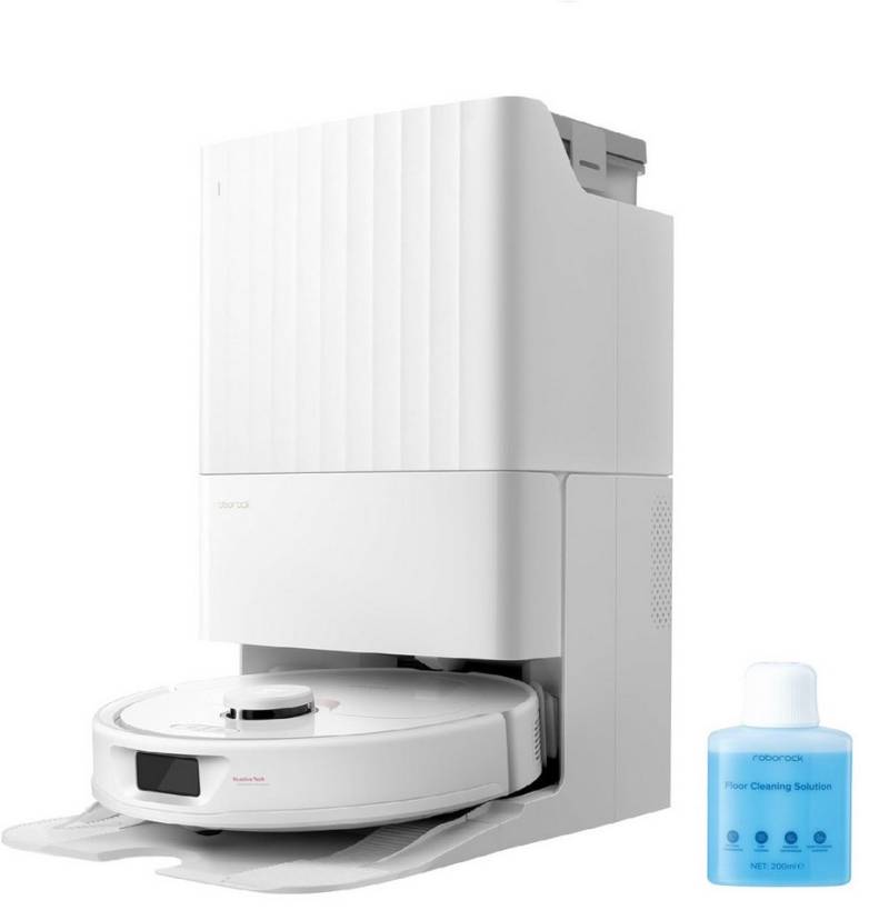 Roborock Saugroboter Qrevo Pro, FlexiArm Design™ Kantenwischsystem, All-in-One-Dock, 7000 Pa, Warmlufttrocknung, Zwei rotierende Mopps, Smarte Vorschläge für Sperrzonen, 60°C-Heißwasser-Moppwäsche, Intelligentes Waschen und Wischen, 98,8% Ecken und Kantenreinigung von Roborock