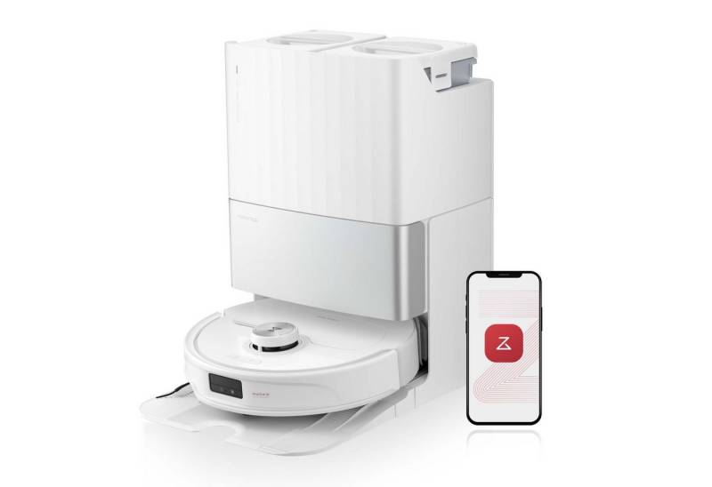 Roborock Saugroboter Qrevo Master, 60,00 W, AI-Hindernisvermeidung/Heißwasser-Moppwäsche/FlexiArm-Design, Kantenreinigung/APP„Hallo Rocky“ Intelligenter Sprachassistent von Roborock