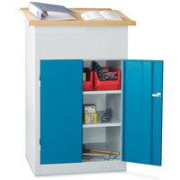 PAVOY Pultschrank mit Schrank + Holzplatte, geschlossen, 2 Einlegeböden, anthrazitgrau, anthrazitgrau von Pavoy