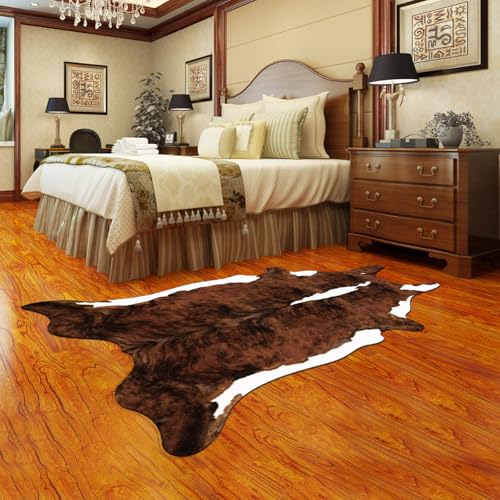 RobustWeg Retro-Kuhfell-Teppich, Tiermuster, 120*160cm, Braun, Anti-Rutsch, Unisex von RobustWeg