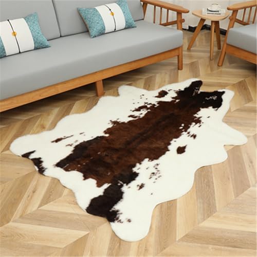 RobustWeg Teppich mit Zebramuster,kuhfell Teppich,kuhfell Teppich kunstfell,Tierdruck Teppich,Teppich aus Kunsttierfell,unregelmäßiges Muster,Dekorativer,Für Wohnbereich Wohnzimmer Schlafzimmer von RobustWeg