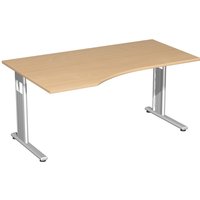 Geramöbel Büro-Schreibtisch Lissabon, C-Fuß-Gestell, PC-Form-Tischplatte links, BxT 1.800 x 1.000 mm, Buche von Geramöbel