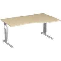 Geramöbel Büro-Schreibtisch Lissabon, C-Fuß-Gestell, PC-Form-Tischplatte rechts, BxT 1.800 x 1.000 mm, Ahorn von Geramöbel