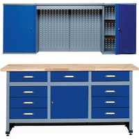 Werkstatt-Set Deister 2-teilig, Hängeschrank + Werkbank, Breite 1.700 mm, blau von Jungheinrich PROFISHOP