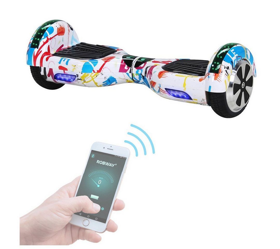 Robway Balance Scooter Hoverboard W1 inkl. Samsung Akku 6.5” inkl. integrierte Lautsprecher, 700,00 W, 15,00 km/h, (1 tlg), Self-Balance-Scooter - Bluetooth - Robway App - LED - Gyrosensoren von Robway