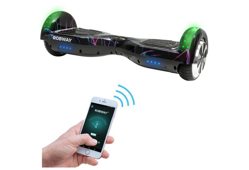 Robway Balance Scooter 6.5” Hoverboard W1 - 700 Watt mit LED Licht & Bluetooth Player, 700,00 W, 15,00 km/h, (Hoverbaord für Kinder, 1 tlg., Hoverboard, Balance Scooter, Skateboard, Elektro Scooter, Balanceboard), Self-Balance-Scooter, Bluetooth, Robway App, LED, Gyrosensoren von Robway