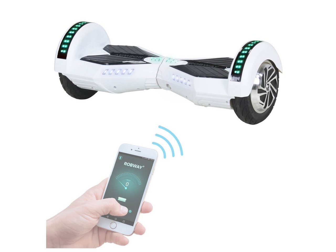 Robway Balance Scooter Hoverboard W2 inkl. Samsung Akku 8” inkl. integrierte Lautsprecher, 700,00 W, 15,00 km/h, (1 tlg), Self-Balance-Scooter - Bluetooth - Robway App - LED - Gyrosensoren von Robway