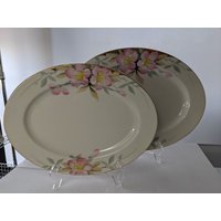 2 Handbemalte Noritake Azalee Platten, 33 cm Und 28 von RobynParkerHome