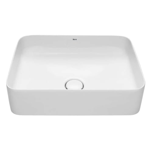 Roca, INSPIRA, SQUARE – Aufsatzwaschbecken von FINECERAMIC®, Weiß, 500 mm x 370 mm x 140 mm, 327530000 von Roca