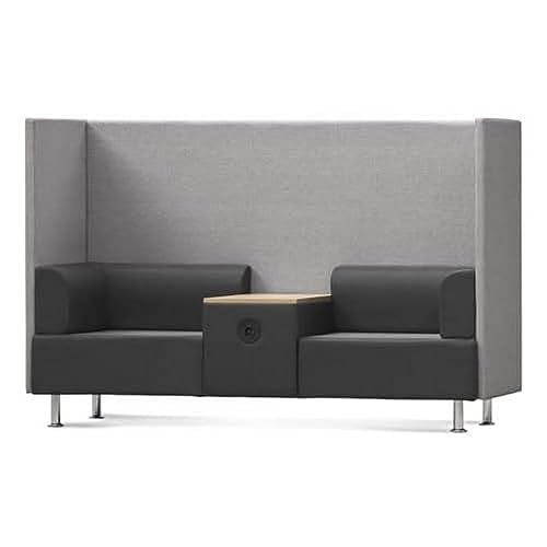 Rocada Büromöbel, Modulares 2 Sitz Sofa, mit zentralem Tisch, Elektroanschluss und 3-seitigem Sichtschutz, 200x137x68 cm, Schwarz-Grau von Rocada