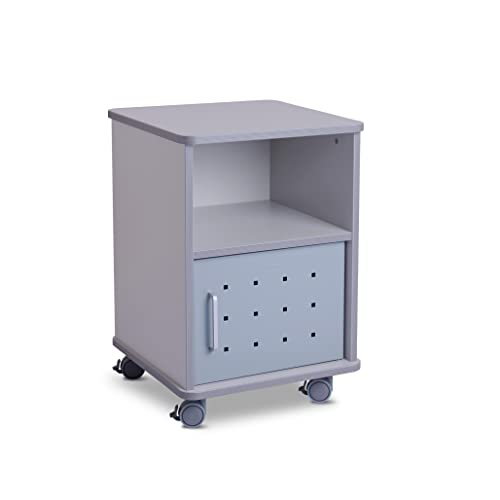 Rocada | Kleiner Druckertisch | Bürowagen mit Rollen | Rollcontainer mit 1 Regal und 1 Metalltür | Einfache Montage | 48,5x67,5x47 cm - Grau von Rocada