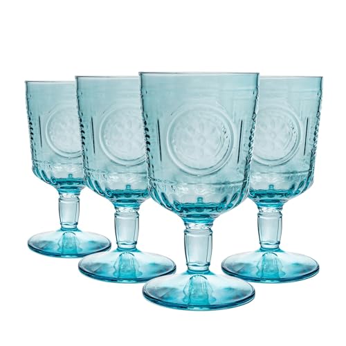 Bormioli Rocco 335945GRS021522 Romantisch Stielgläser, 4 Stück, Glas, Hell, blau von Bormioli Rocco