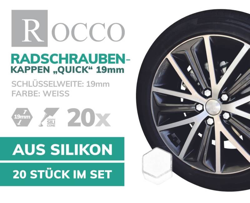 Rocco Blende Rocco Radschraubenkappen 19 mm weiß 20 Stück von Rocco