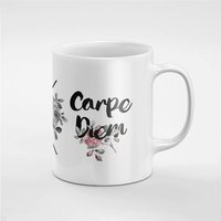 Floral Schädel Carpe Diem Rosa Und Grau Blumen Kaffee Tee Tasse Geschenk Für Ihn/Sie Freund Kollegen | Mug25 von RoccoDesignsStudio