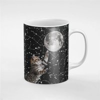Süße Kätzchen Erreichen Mond Space Keramik Kaffee Tee Tasse Geschenk Für Ihn/Ihre Freundin Mitarbeiter | Mug271 von RoccoDesignsStudio