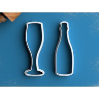 Champagnerglas-Ausstechform - Champagner-Ausstecher Champagnerflasche-Ausstechform Erwachsene Kekse von RochaixCookieCutters