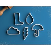 Regenschirm Ausstechform - Ausstecher Regenstiefel Sonne Weltraum Wolke Sturm von RochaixCookieCutters