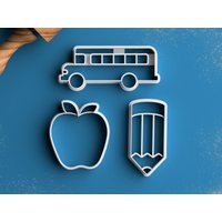 Schulbus Cookie Cutter - Zurück in Der Schule Kekse Lehrer Bleistift Apfel von RochaixCookieCutters