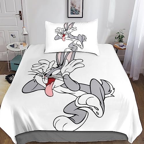 Rochile Bugs Bunny Bettwäsche,Erwachsene Kinder Bettbezug,3D Microfaser Bettwäsche Mit Kopfkissenbezüge,Bettbezug Für Schlafzimmer, Weiche Bequemer Single（135x200cm） von Rochile