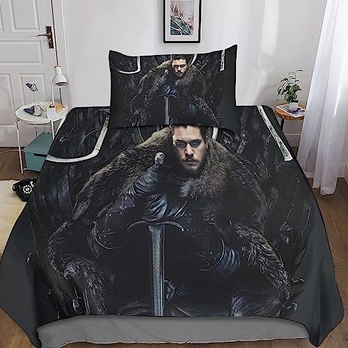 Rochile Game of Thrones 3D Bettwäsche Set Drucken Betten Set Jugendliche Bettbezug Mit Mikrofaser Reißverschluss Schließung Kopfkissenbezug Weich Haltbar Atmungsaktive Single（135x200cm） von Rochile