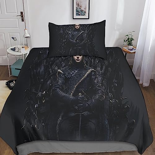Rochile Game of Thrones 3D Print Kinder Betten Set Bettwäsche Set, Microfaser Bettbezüge, Himmlische Qualität Bettbezug Mit Kissenbezug Teilig Single（135x200cm） von Rochile
